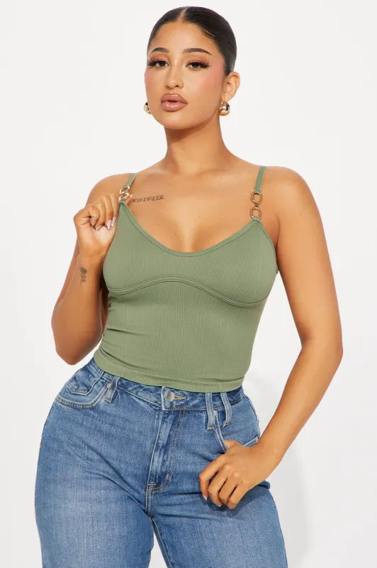 More Than You Can Handle Chain Top - Olive sold by Fashion Nova