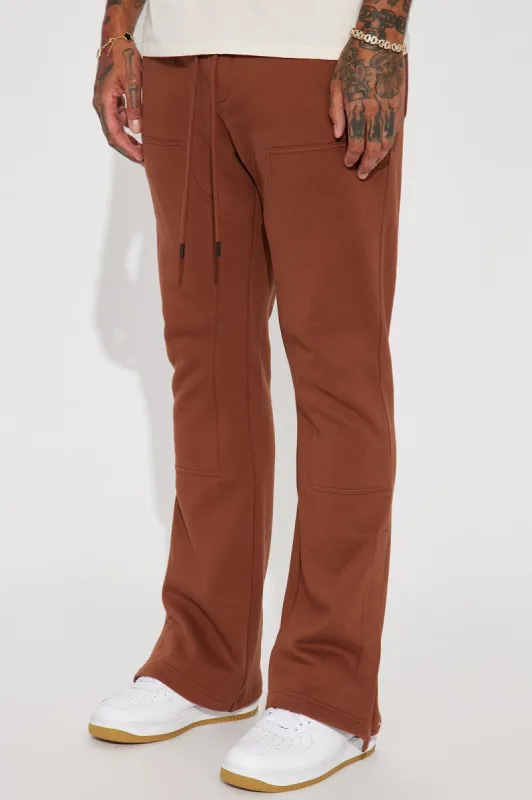 Save My Number Carpenter Skinny Flared Sweatpant - Chocolate sold by Fashion Nova