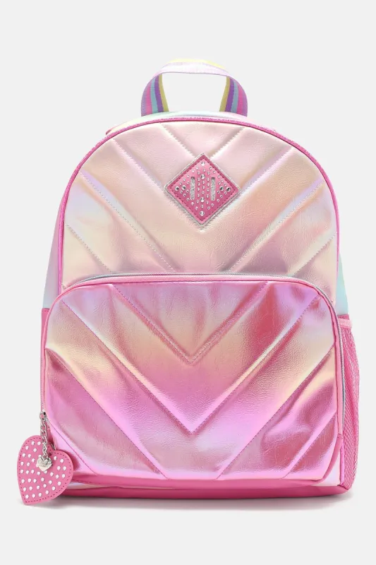Mini Colorblock Hologram Large Backpack - Pink sold by Fashion Nova