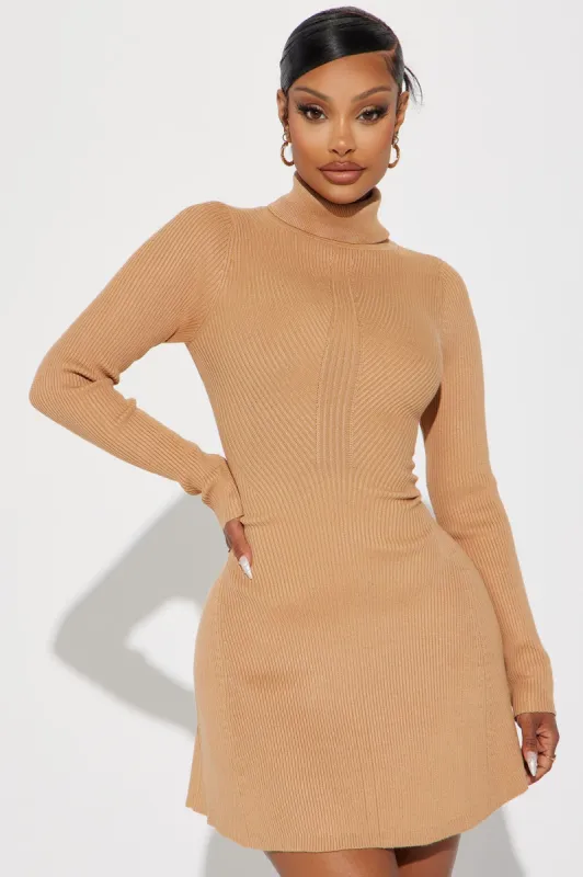 Sally Sweater Mini Dress - Tan sold by Fashion Nova