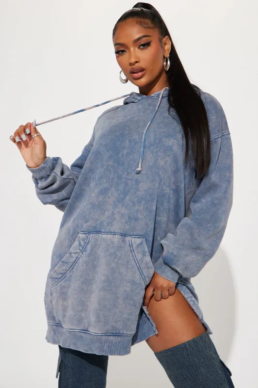 Let Me Chill Oversized Lounge Hoodie - Slate Blue sold by Fashion Nova