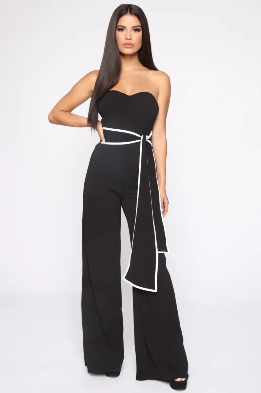 Better Now Tube Jumpsuit - Black/White sold by Fashion Nova
