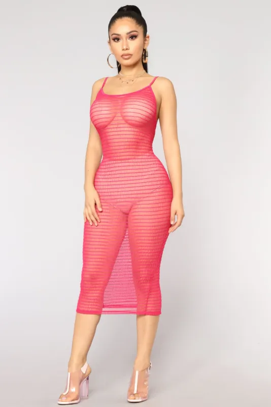 Vivid Dreams Mesh Dress - Fuchsia sold by Fashion Nova