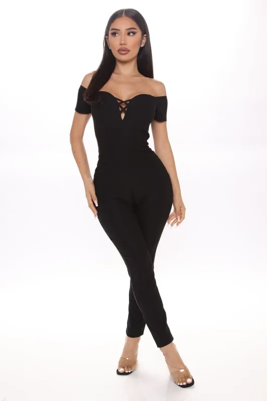 Cross You Off My List Jumpsuit - Black sold by Fashion Nova
