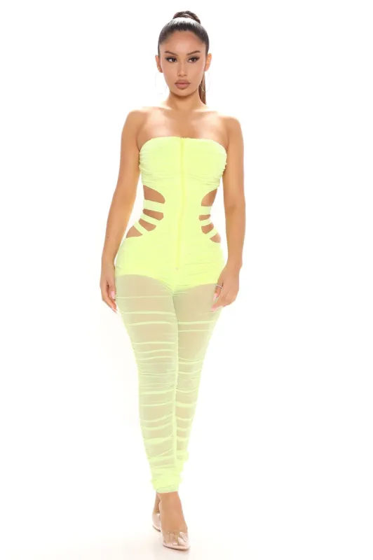 Lavish Ruched Jumpsuit - Lime sold by Fashion Nova