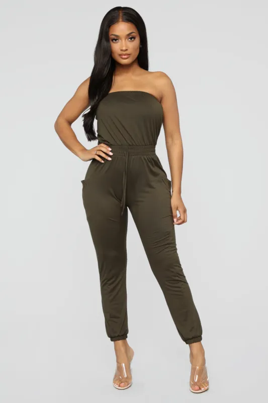 Maci Jogger Jumpsuit - Olive sold by Fashion Nova