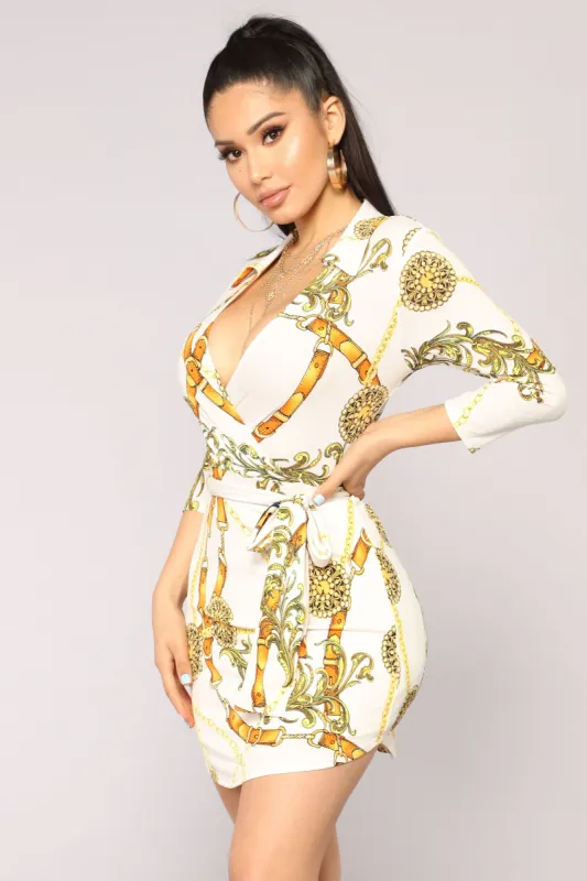 Unobtainable Surplice Dress - Off White sold by Fashion Nova