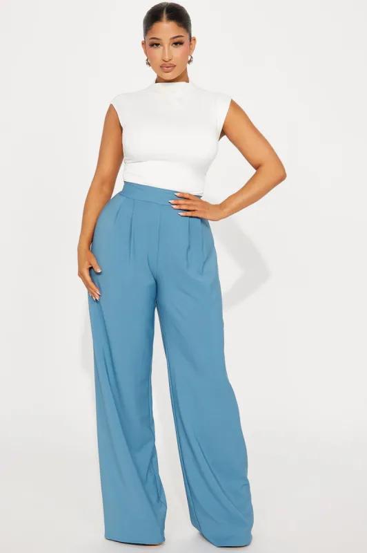 Ready When You Are Wide Leg Pant - Slate Blue sold by Fashion Nova