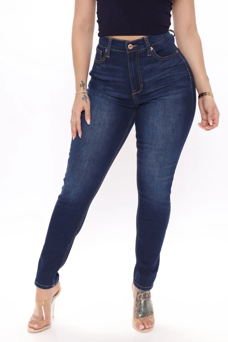 Slay All Day Super Stretch Skinny Jeans - Dark Wash sold by Fashion Nova