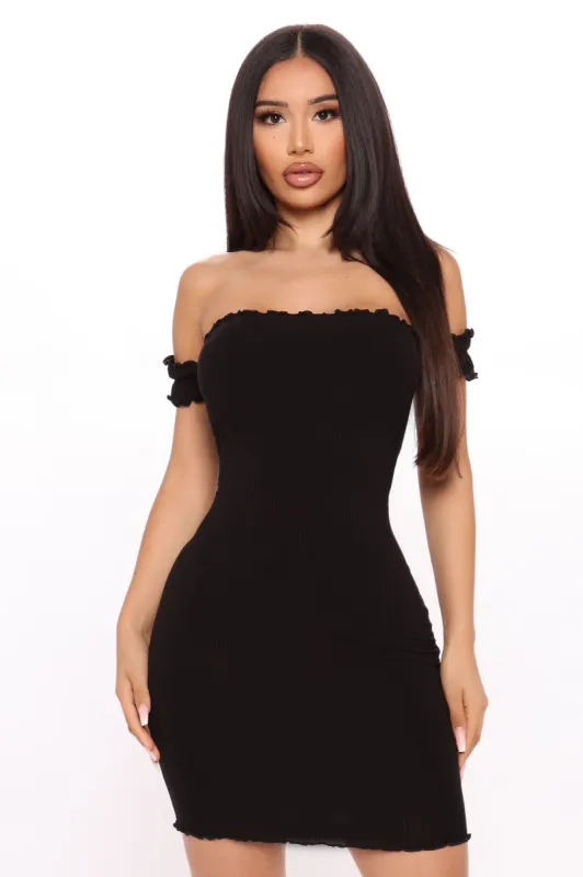 Daliah Ribbed Mini Dress - Black sold by Fashion Nova