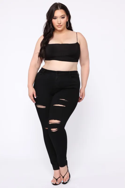 Get Curvy Distressed Skinny Jean - Black sold by Fashion Nova