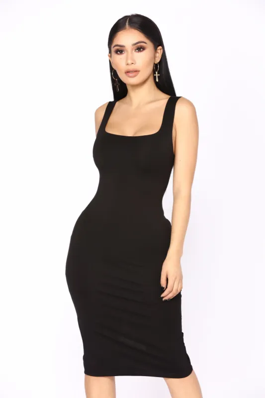 Deb Midi Dress - Black sold by Fashion Nova