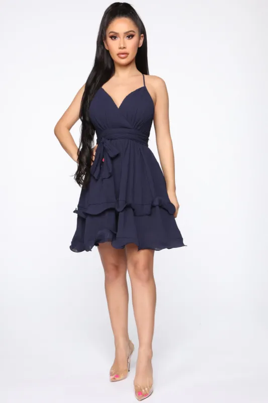Cece Fit And Flare Mini Dress - Navy sold by Fashion Nova