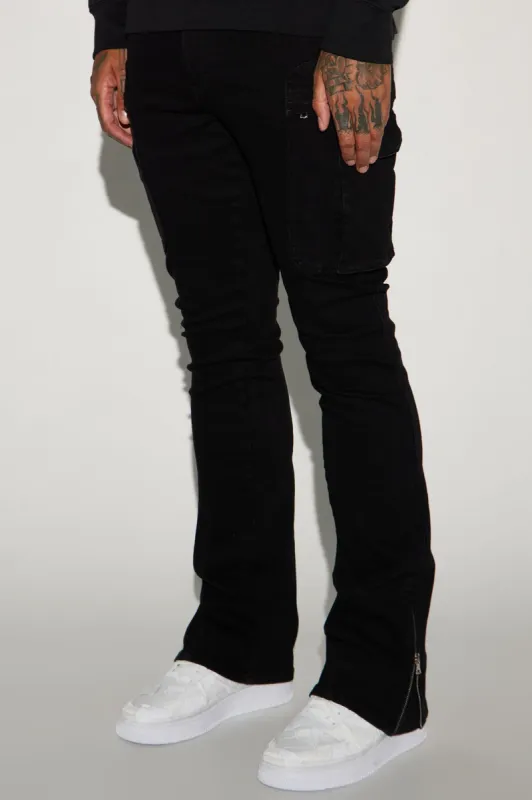 On A Good One Stacked Skinny Flare Jeans - Black sold by Fashion Nova
