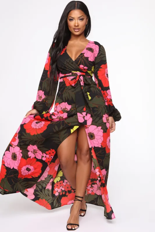 Floral Escape Maxi Dress - Red/Combo sold by Fashion Nova