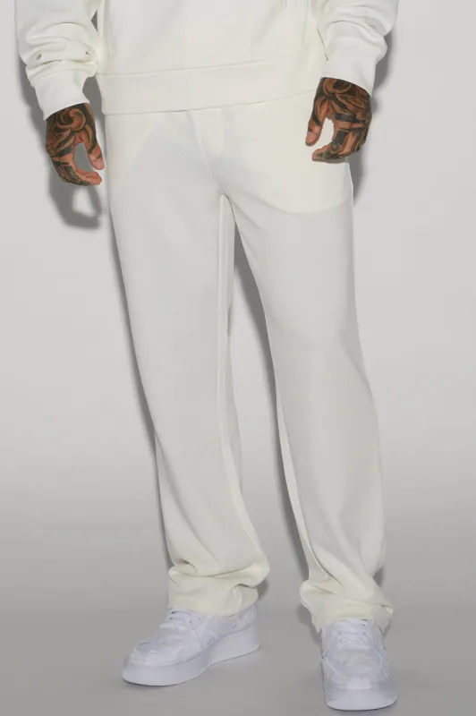 Textured Lines Slim Pants - White sold by Fashion Nova