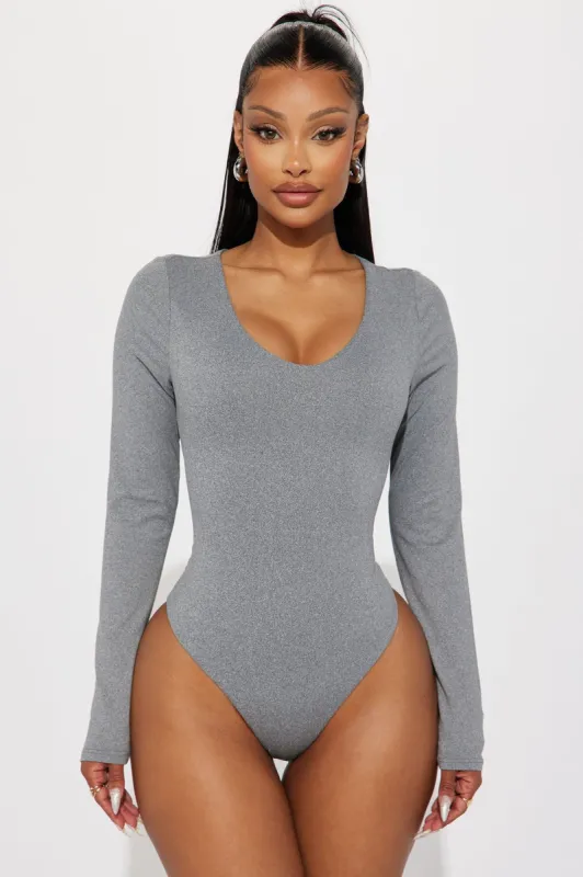 Myra Double Lined Bodysuit - Charcoal sold by Fashion Nova