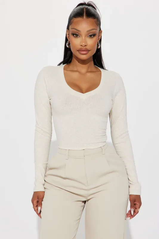 Jenni Ribbed Crop Top - Oatmeal sold by Fashion Nova