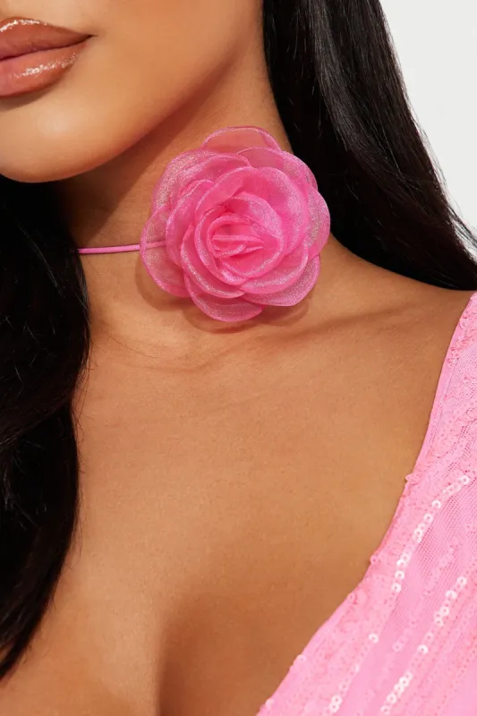 Rose Babe Choker Necklace - Pink sold by Fashion Nova