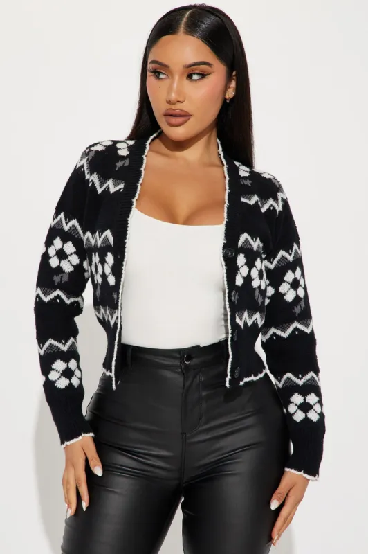 In Need For Cold Nights Cardigan Sweater - Black/combo sold by Fashion Nova