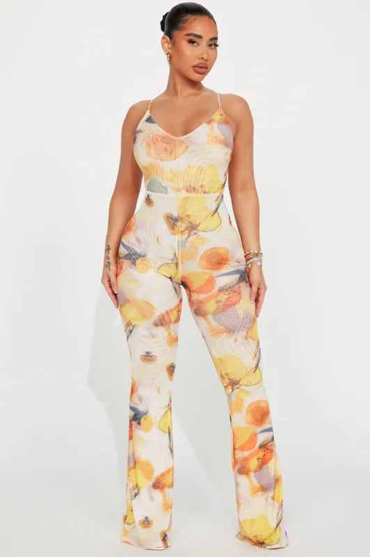 Baby You Are Mine Mesh Jumpsuit - White/combo sold by Fashion Nova