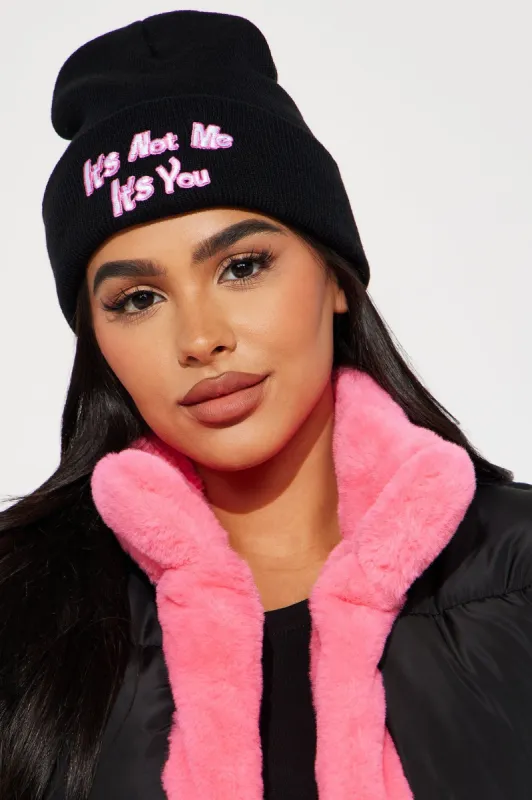 Its Not Me Its You Beanie - Black/combo sold by Fashion Nova