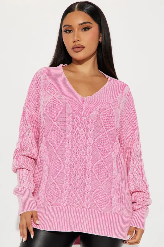 She's Cool Cable Knit Sweater - Pink sold by Fashion Nova