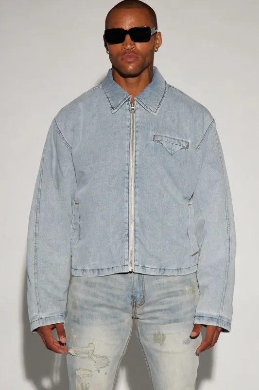 Don't Concern You Padded Cropped Jacket - Light Blue sold by Fashion Nova