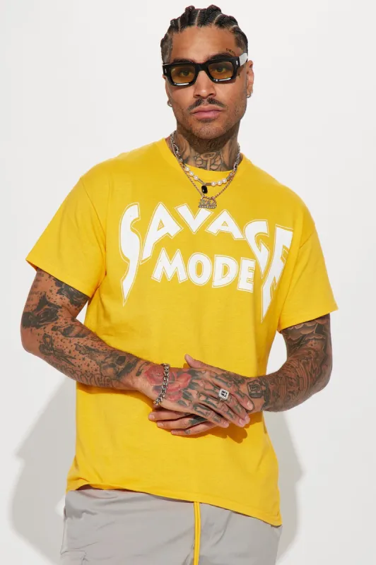 Savage Mode Short Sleeve Tee - Gold sold by Fashion Nova
