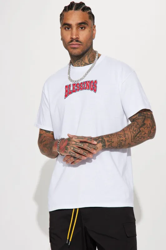 Blessings On Short Sleeve Tee - White sold by Fashion Nova