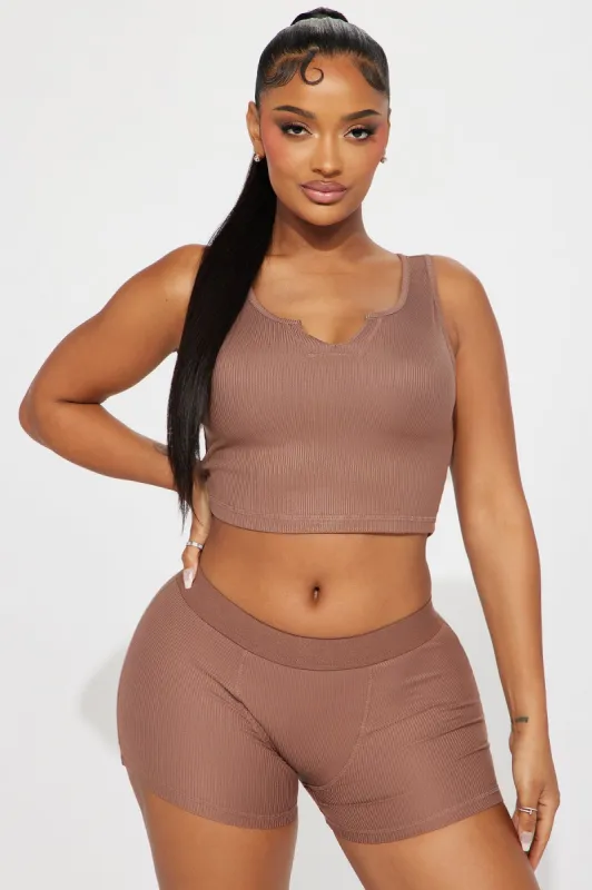 Bedtime Is Optional PJ Boyshort Set - Brown sold by Fashion Nova