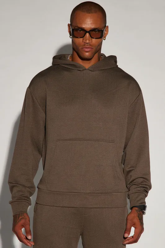 Textured Triangles Hoodie - Brown sold by Fashion Nova