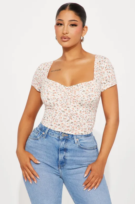 Soft Girl Floral Top - Off White sold by Fashion Nova