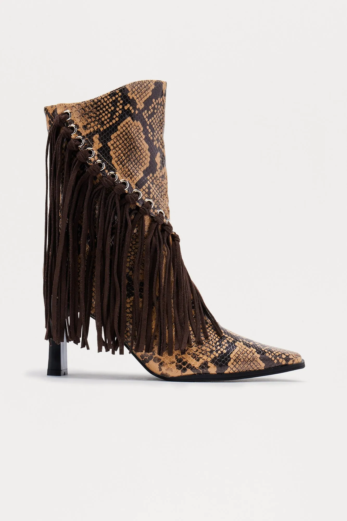 Dolly Fringe Booties - Beige sold by Fashion Nova