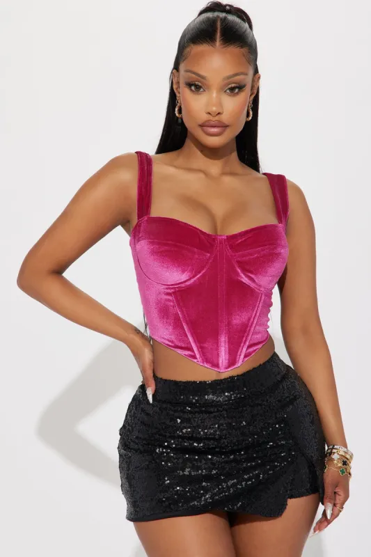 Lolita Velvet Corset Top - Fuchsia sold by Fashion Nova