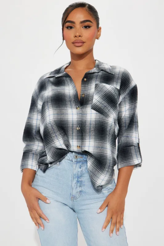 Keegan Plaid Shirt - Black/White sold by Fashion Nova