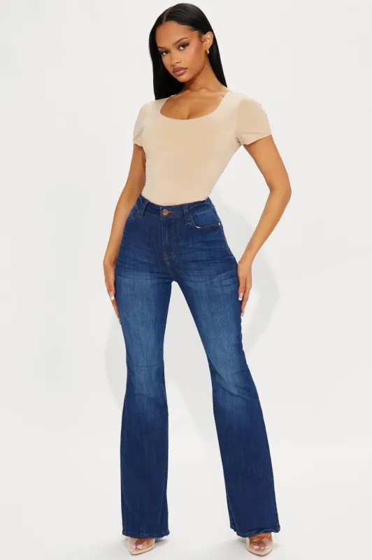 Had A Good Run Booty Lifting Stretch Flare Jeans - Dark Wash sold by Fashion Nova