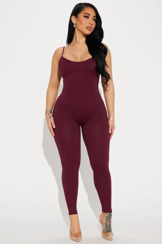 Off The Grind Seamless Jumpsuit - Wine sold by Fashion Nova