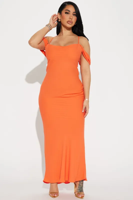 Meet Me In The Garden Chiffon Gown - Orange made by Fashion Nova