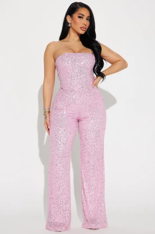 Lets Sparkle On Sequin Jumpsuit  - Pink sold by Fashion Nova