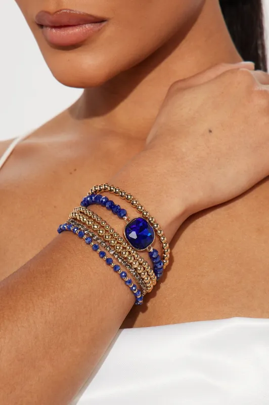 Deep Blue Sea Bracelet Set - Gold/Blue sold by Fashion Nova