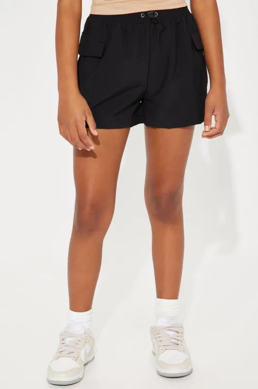 Mini Lexi Parachute Cargo Short - Black sold by Fashion Nova