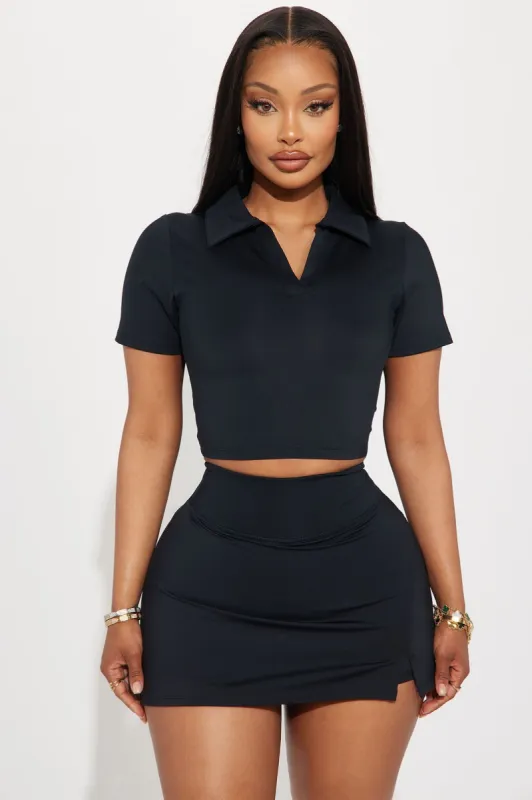 Tennis Play Elevate Active Top - Black sold by Fashion Nova