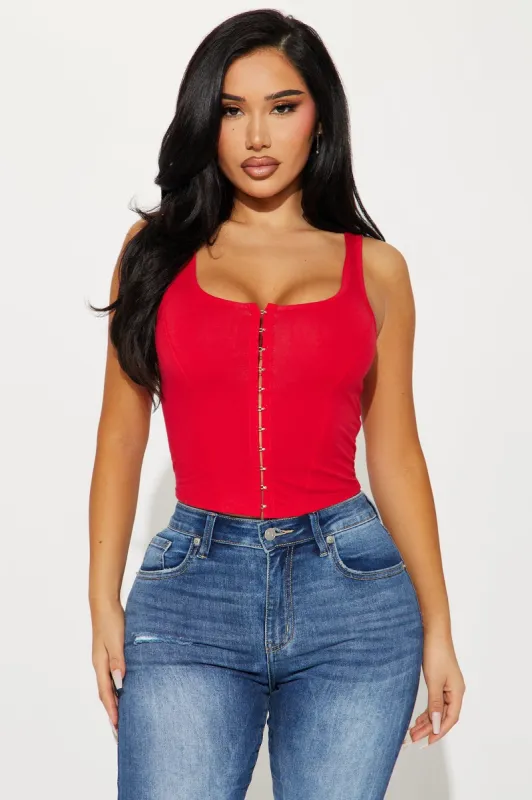 Becky Hook And Eye Top - Red sold by Fashion Nova