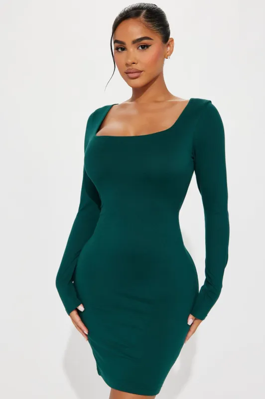 Serenity Double Lined Mini Dress - Hunter sold by Fashion Nova