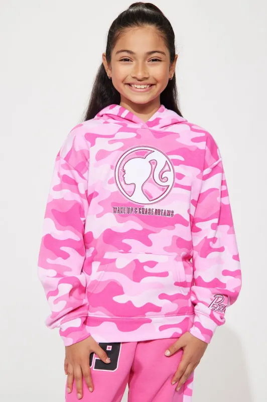 Mini Barbie Wake Up And Chase Dreams Fleece Hoodie - Pink made by Fashion Nova