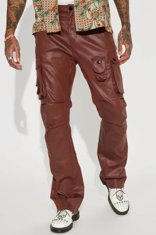 Top Off Slim Stacked Flare Cargo Pants - Brown sold by Fashion Nova