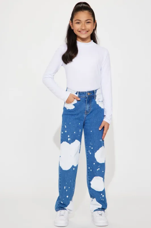 Mini Tie Dye Wide Leg Denim Jeans - Blue Wash sold by Fashion Nova
