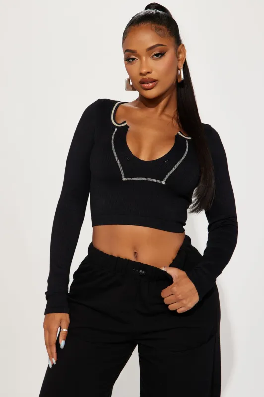 Savannah Seamless Top - Black sold by Fashion Nova