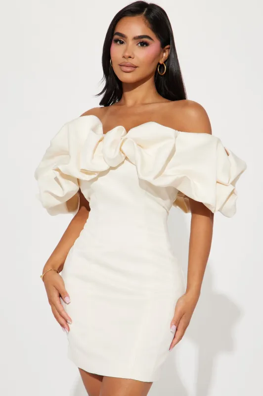 Parisian Nights Mini Dress - Cream sold by Fashion Nova